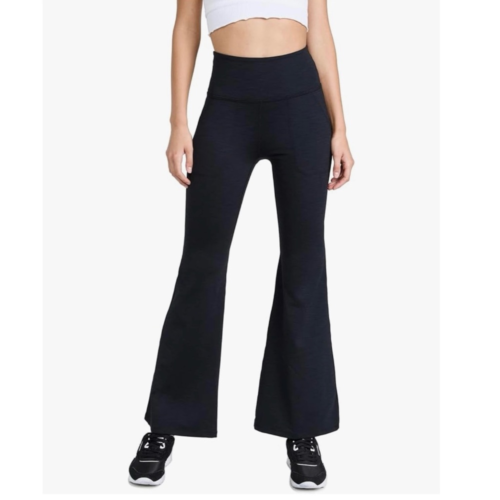 Beyond Yoga Women's Heather Rib All Day Flare Pants in Black Size L - Picture 14 of 16